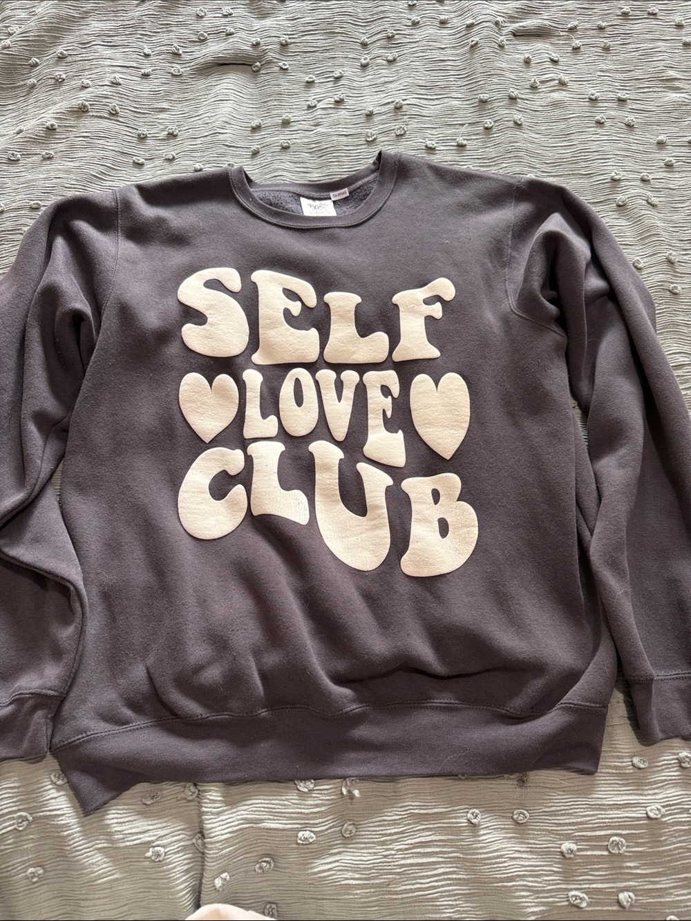 Self Love Club Graphic Crewneck Sweatshirt - Charcoal with Cream Print